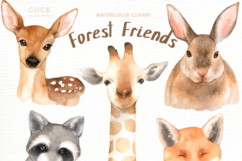 forest-friends-watercolor-clip-art