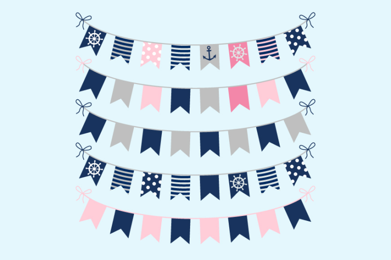 girl-nautical-bunting-clipart-pink-grey-blue-banner-clip-art-pennant-flags