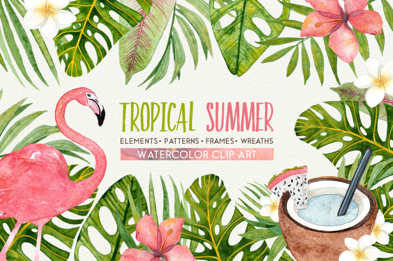 tropical-summer-watercolor-set