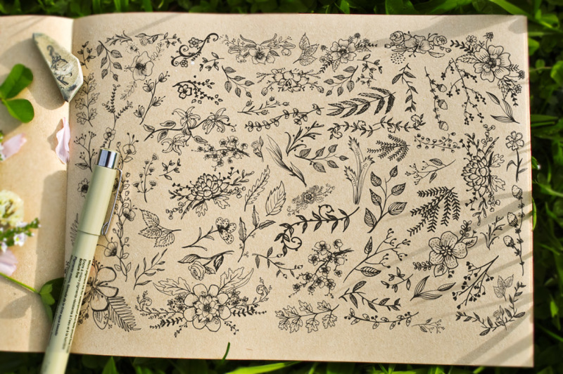 carefully-handsketched-vector-floral-library