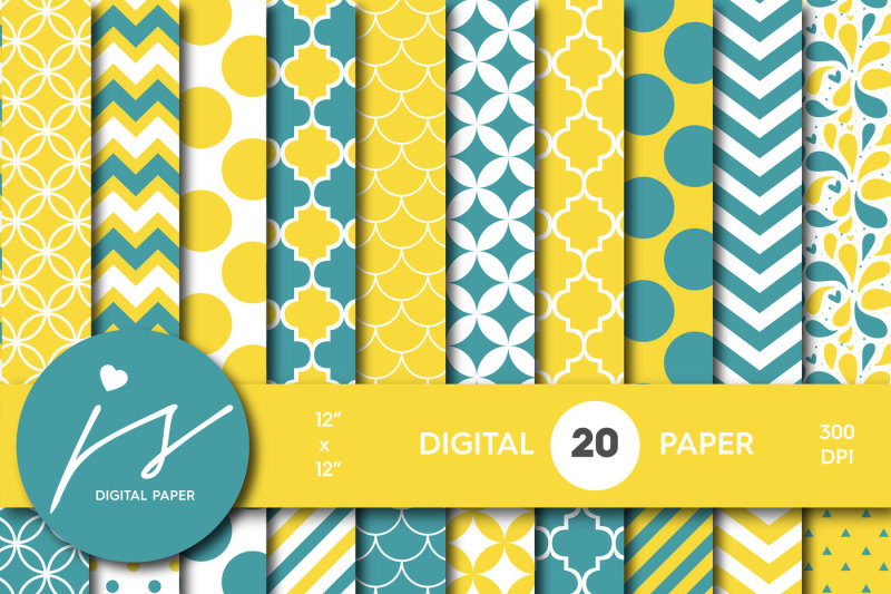 turquoise-digital-paper-and-yellow-digital-paper-mi-268a