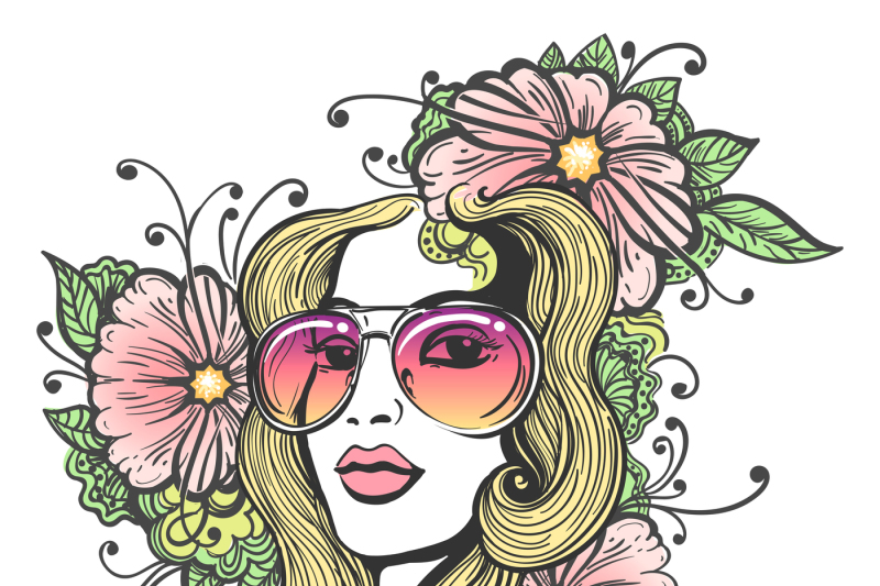 hand-drawn-girl-face-with-flowers