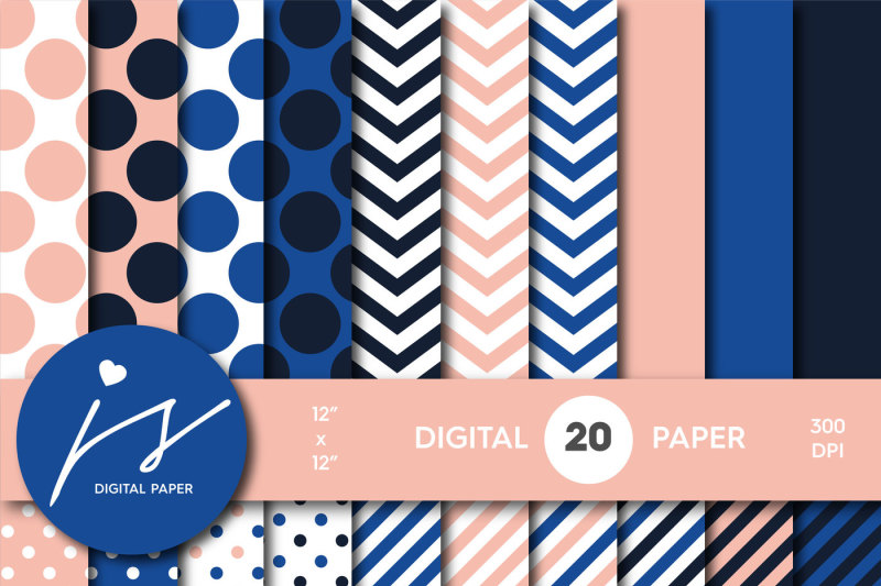 coral-and-royal-blue-digital-paper-with-stripes-chevron-and-polka-dots-mi-739