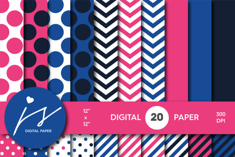 hot-pink-and-royal-blue-digital-paper-with-stripes-chevron-and-polka-dots-mi-742