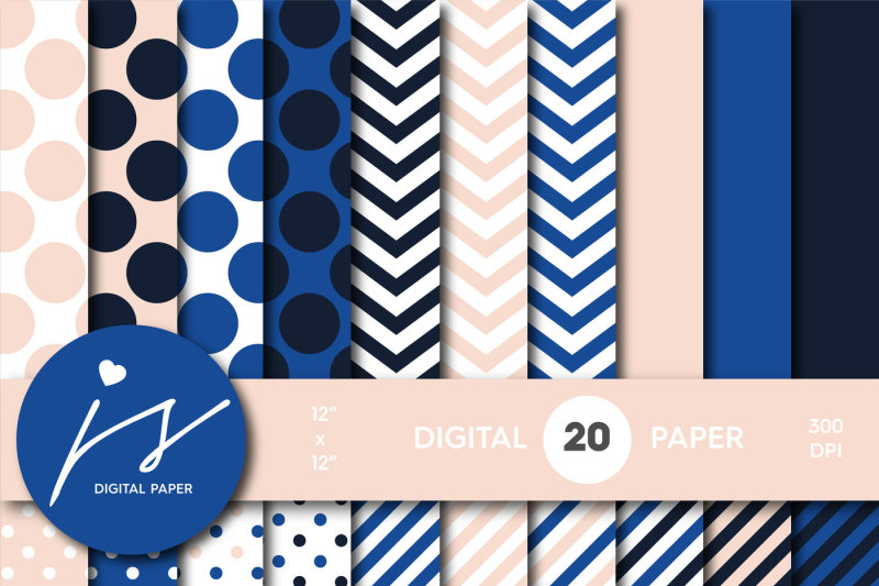 blush-pink-and-royal-blue-digital-paper-with-stripes-chevron-and-polka-dots-mi-743