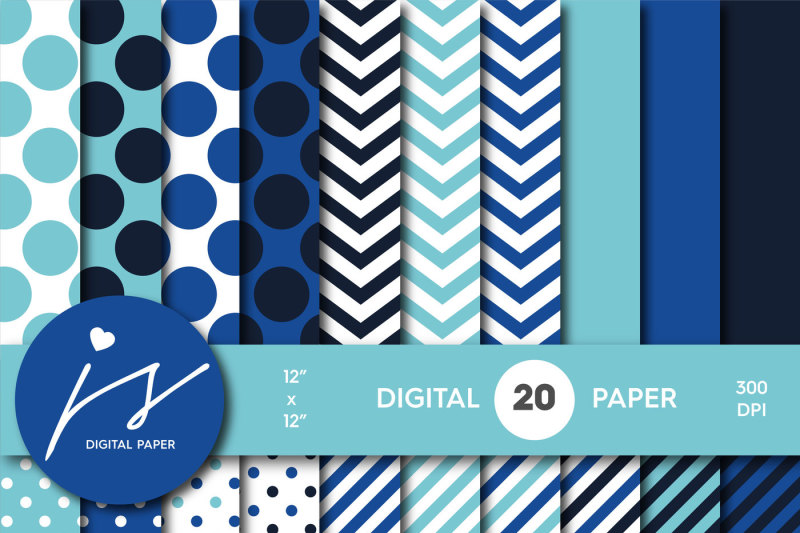 turquoise-and-royal-blue-digital-paper-with-stripes-chevron-and-polka-dots-mi-748
