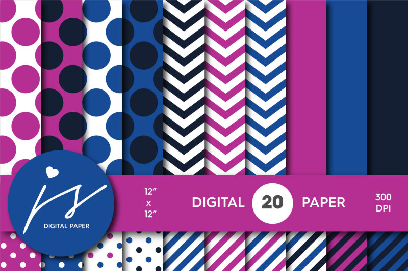 mulberry-and-royal-blue-digital-paper-with-stripes-chevron-and-polka-dots-mi-750