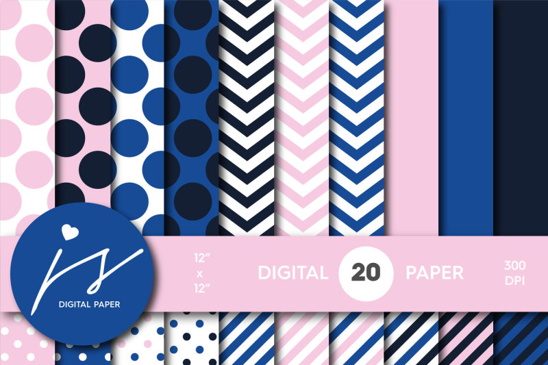 pink-and-royal-blue-digital-paper-with-stripes-chevron-and-polka-dots-mi-751