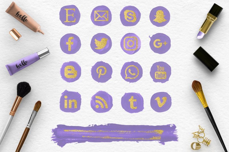 social-media-icons-violet-and-gold
