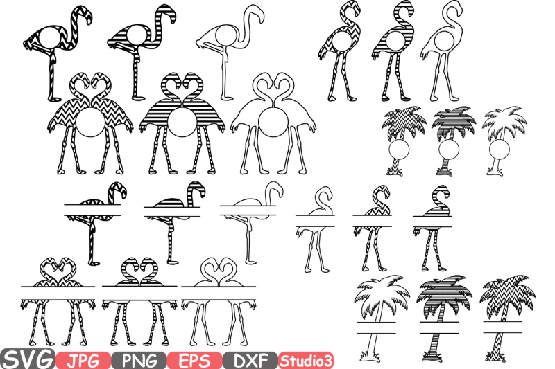 flamingo-frames-chevron-monogram-silhouette-svg-cutting-files-digital-clip-art-graphic-studio3-cricut-cuttable-die-cut-machines-summer-38sv