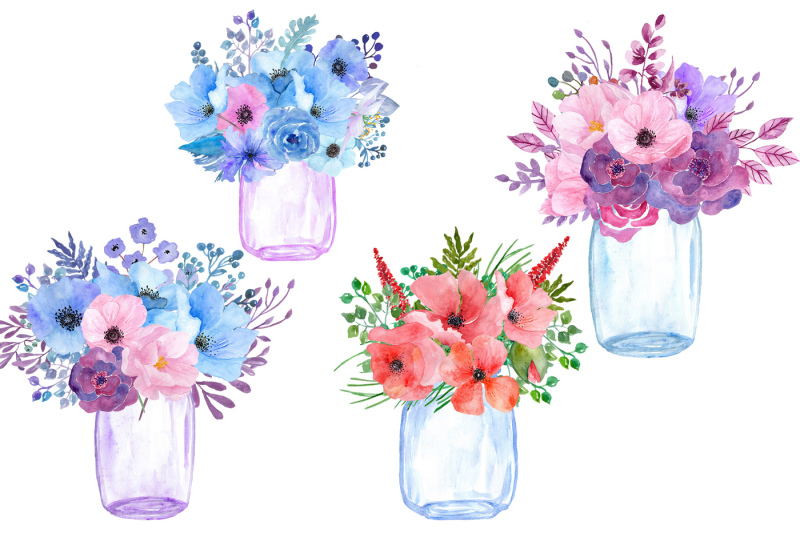 watercolor-floral-clipart-mason-jars
