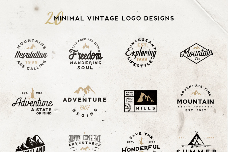 Vol.5 | 20 Minimal Vintage Logos By seveniwe | TheHungryJPEG