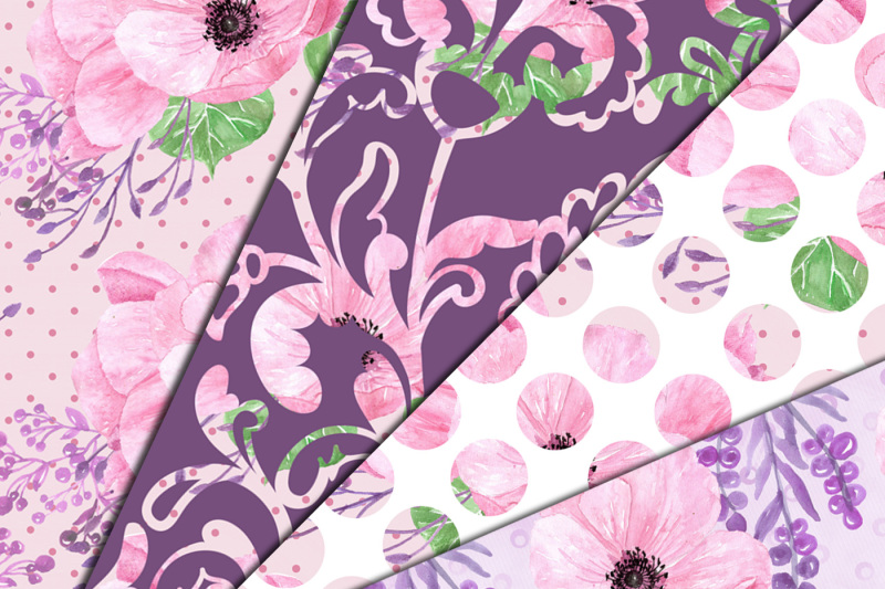 pink-floral-digital-paper-pack