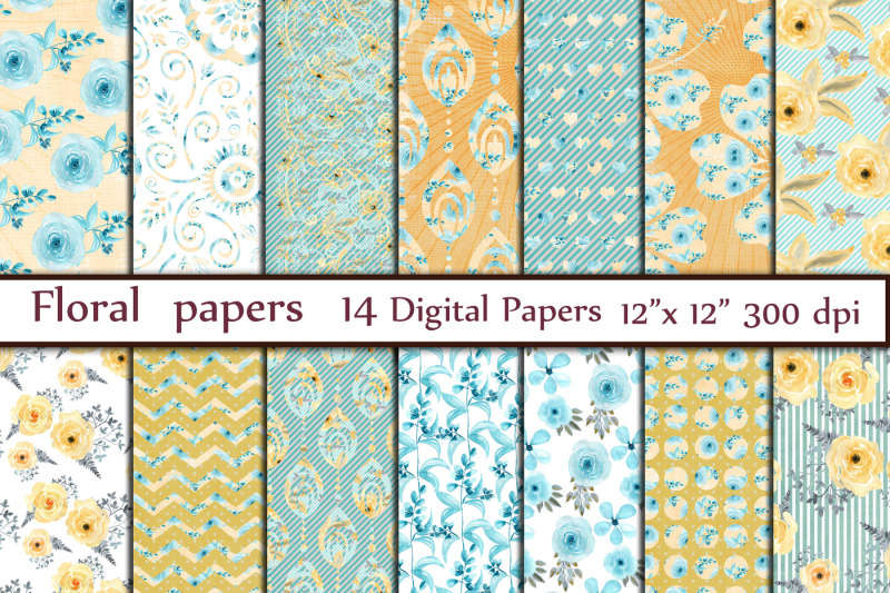 mint-digital-floral-paper-pack