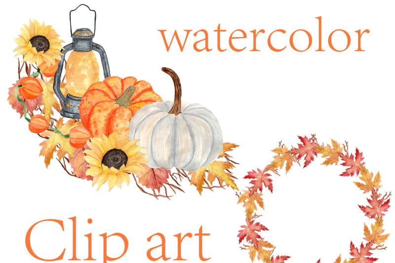 pumpkin-watercolor-wreaths-clipart