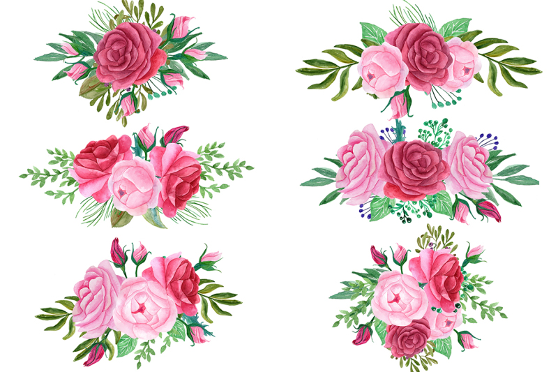 pink-watercolor-bouquets-clip-art