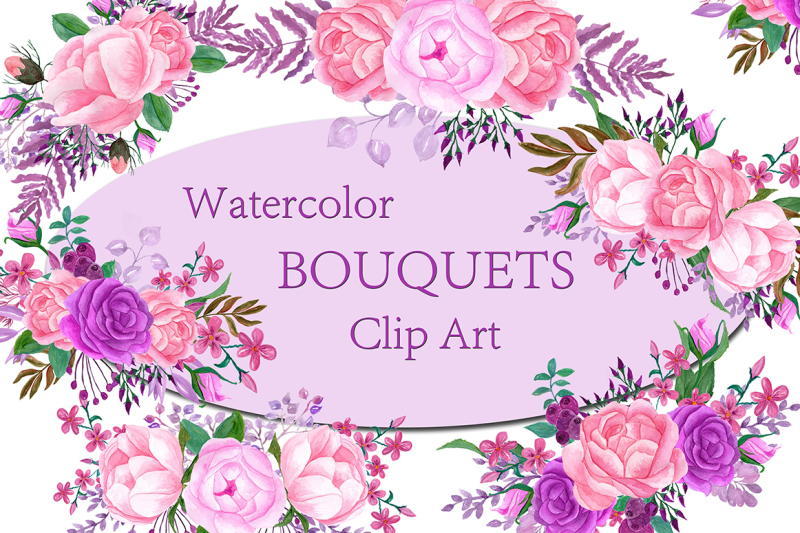 pink-watercolor-bouquets-clip-art