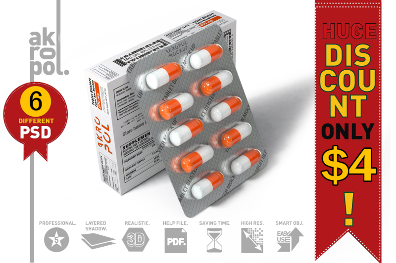 Download Capsule Blister Pack Box Mockup By akropol | TheHungryJPEG.com