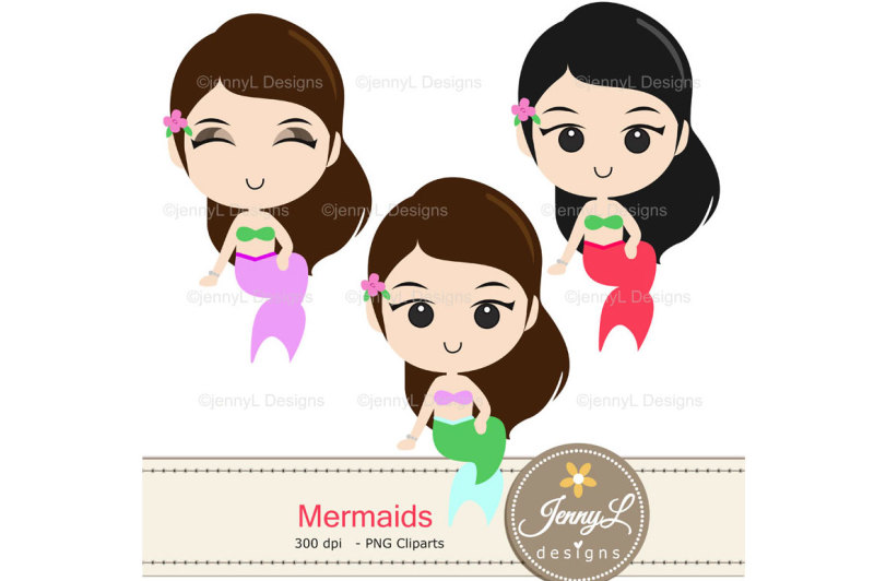 mermaids-digital-papers-and-clipart-set