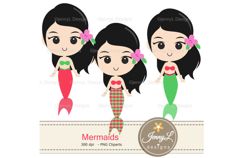 mermaids-digital-papers-and-clipart-set
