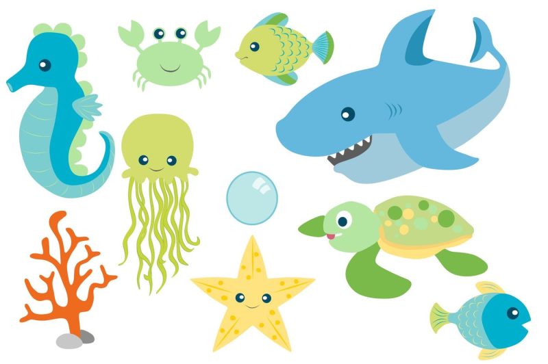 sea-animal-clipart-and-digital-paper-set