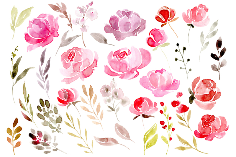 watercolor-flowers-collection
