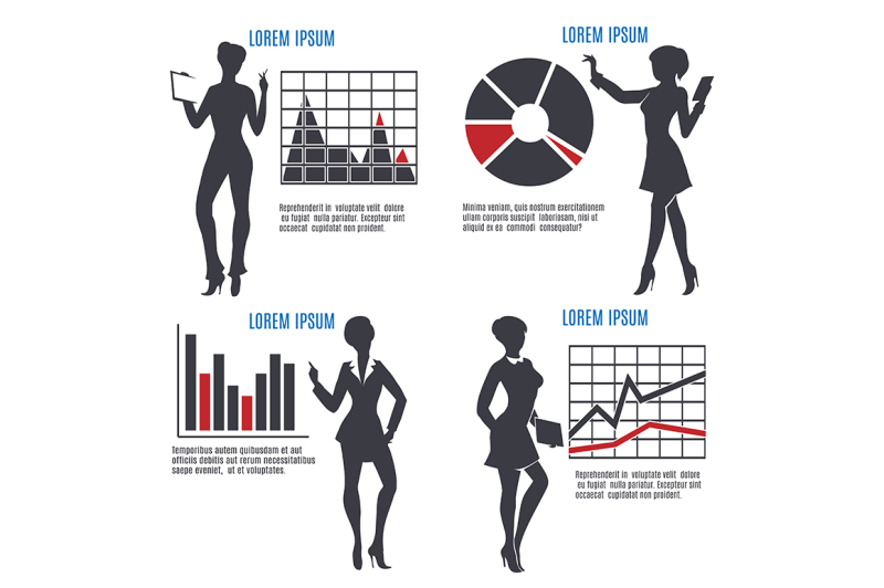 business-woman-with-charts-set