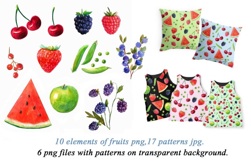 watercolor-patterns-with-fruits