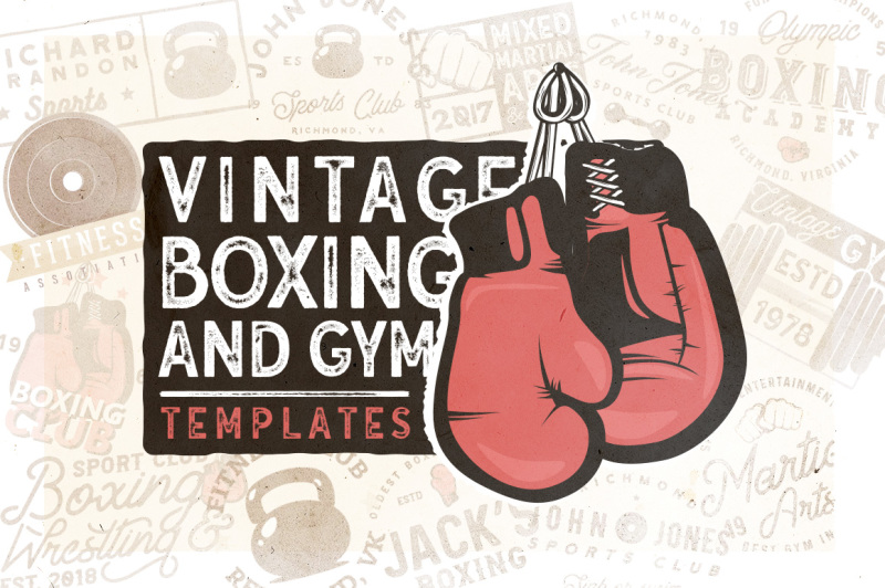 20 Vintage Boxing & Gym Logos By seveniwe | TheHungryJPEG.com