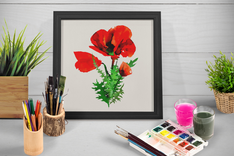poppy-flowers-watercolor-set