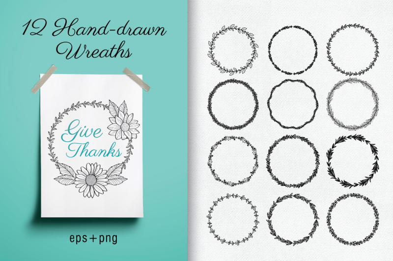 hand-drawn-wreaths-and-flowers