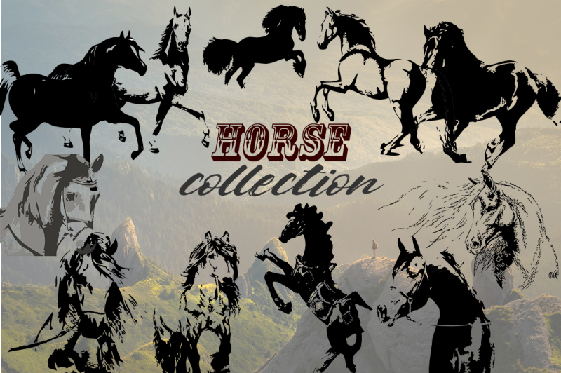 hand-drawn-horse-collection-vector