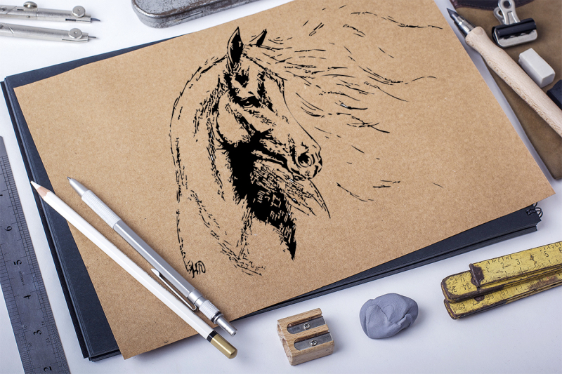 hand-drawn-horse-collection-vector