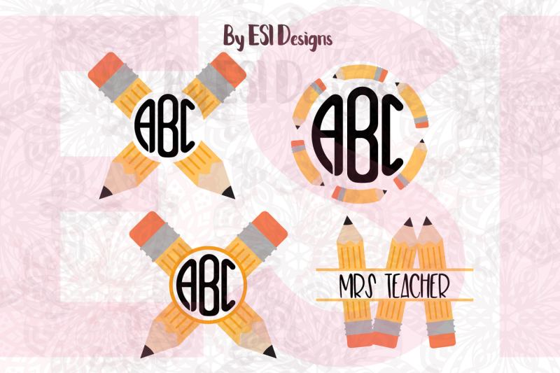 pencil-monogram-design-set-back-to-school-svg-dxf-eps-and-png