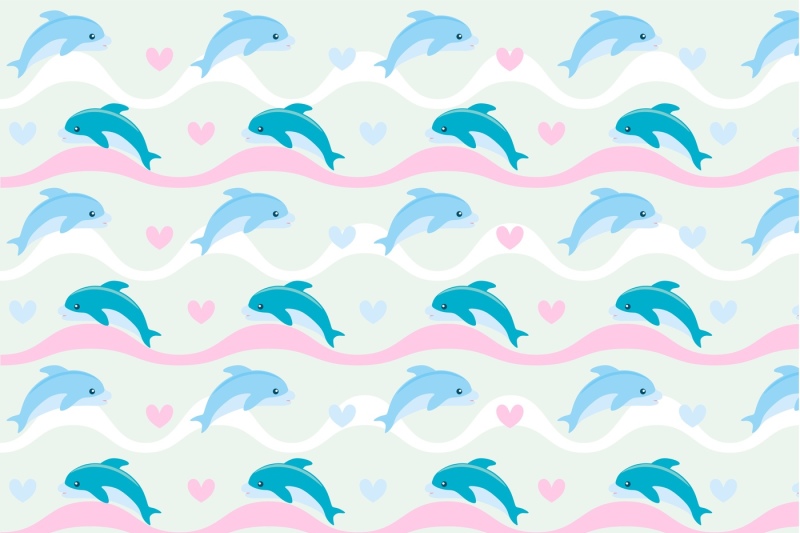 girls-sea-animals-clipart-and-digital-paper-set