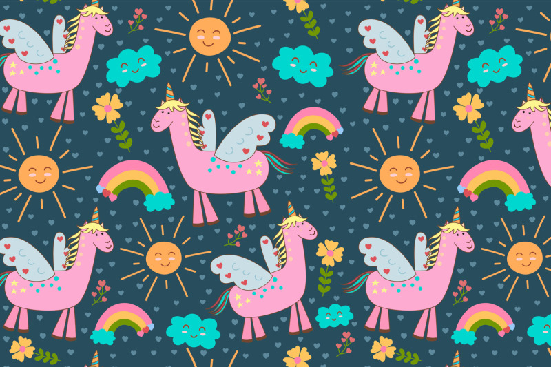 cute-unicorns-seamless-patterns