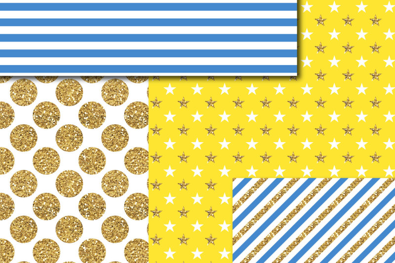 yellow-and-blue-gold-digital-paper-glitter-digital-paper-gold-polka-dots-stripes-stars-mi-760