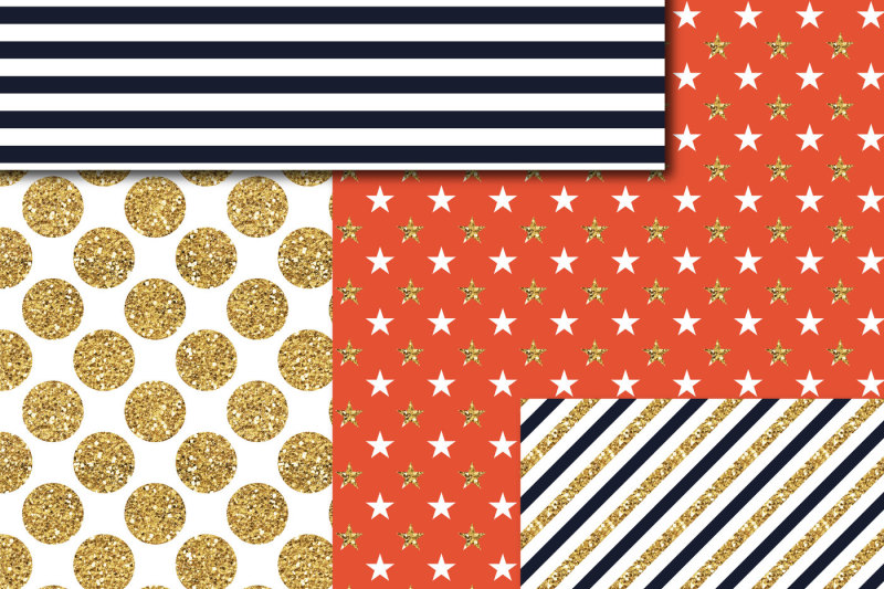 navy-blue-and-orange-gold-digital-paper-glitter-digital-paper-gold-polka-dots-stripes-stars-mi-765