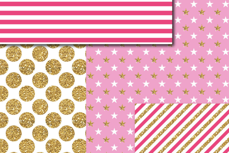 pink-and-hot-pink-gold-digital-paper-glitter-digital-paper-gold-polka-dots-stripes-stars-mi-773