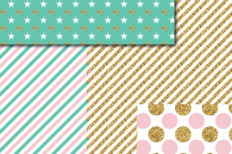 pink-and-turquoise-gold-digital-paper-glitter-digital-paper-gold-polka-dots-stripes-stars-mi-774