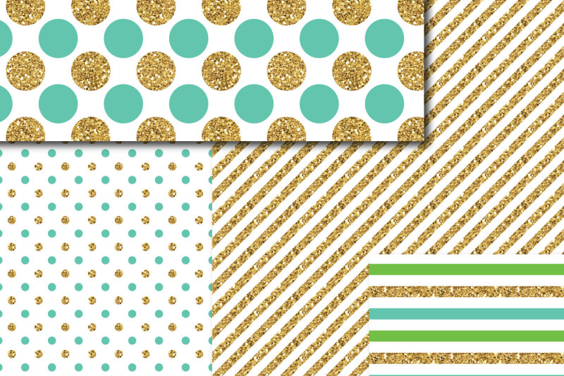 green-and-turquoise-gold-digital-paper-glitter-digital-paper-gold-polka-dots-stripes-stars-mi-775