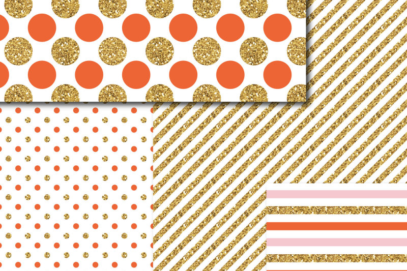 pink-and-orange-gold-digital-paper-glitter-digital-paper-gold-polka-dots-stripes-stars-mi-777