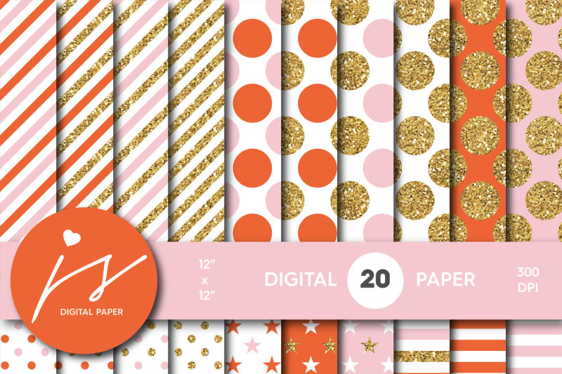 pink-and-orange-gold-digital-paper-glitter-digital-paper-gold-polka-dots-stripes-stars-mi-777