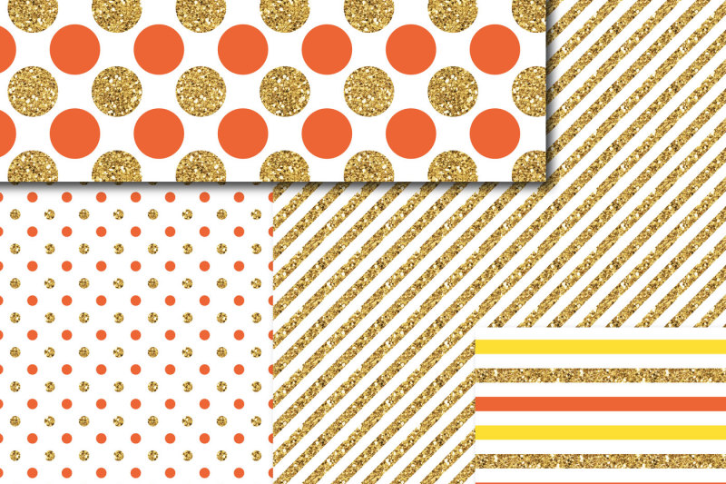 yellow-and-orange-gold-digital-paper-glitter-digital-paper-gold-polka-dots-stripes-stars-mi-778