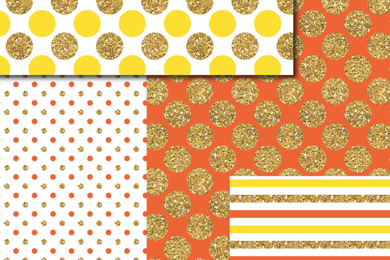 yellow-and-orange-gold-digital-paper-glitter-digital-paper-gold-polka-dots-stripes-stars-mi-778