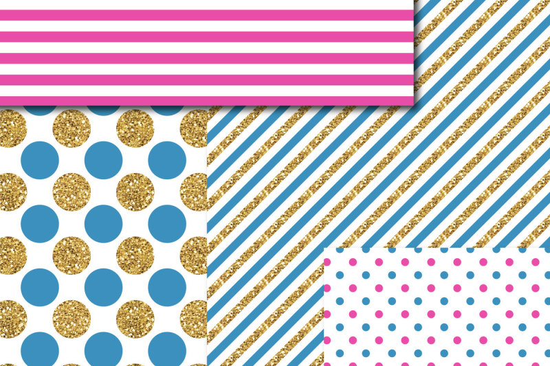 hot-pink-and-blue-gold-digital-paper-glitter-digital-paper-gold-polka-dots-stripes-stars-mi-782