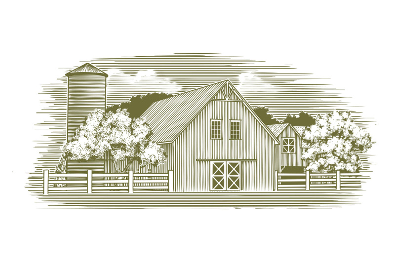 woodcut-rustic-barn