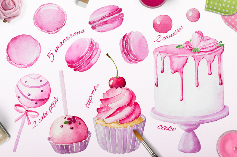 pink-sweets-watercolor-collection