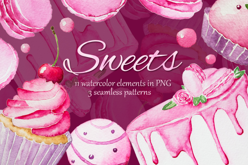 pink-sweets-watercolor-collection