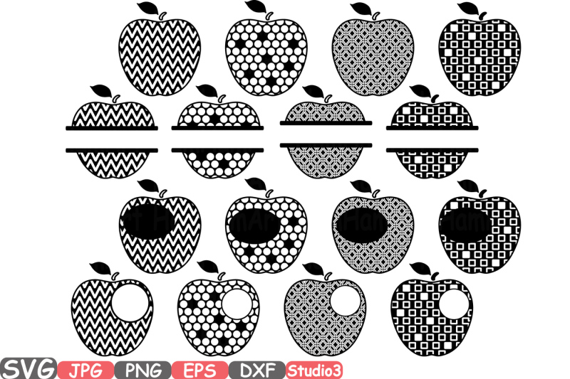 Apple Chevron Frame Monogram Silhouette SVG Cutting Files Digital Clip Art Graphic Studio3 ...